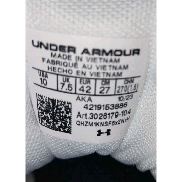 Under Armour Charged Assert White Black Women's Size 10 - Picture 7 of 7
